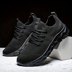 PLUS SIZE Men's Knit Breathable Running Shoes Lace Up Comfy Soft Sole Sneakers