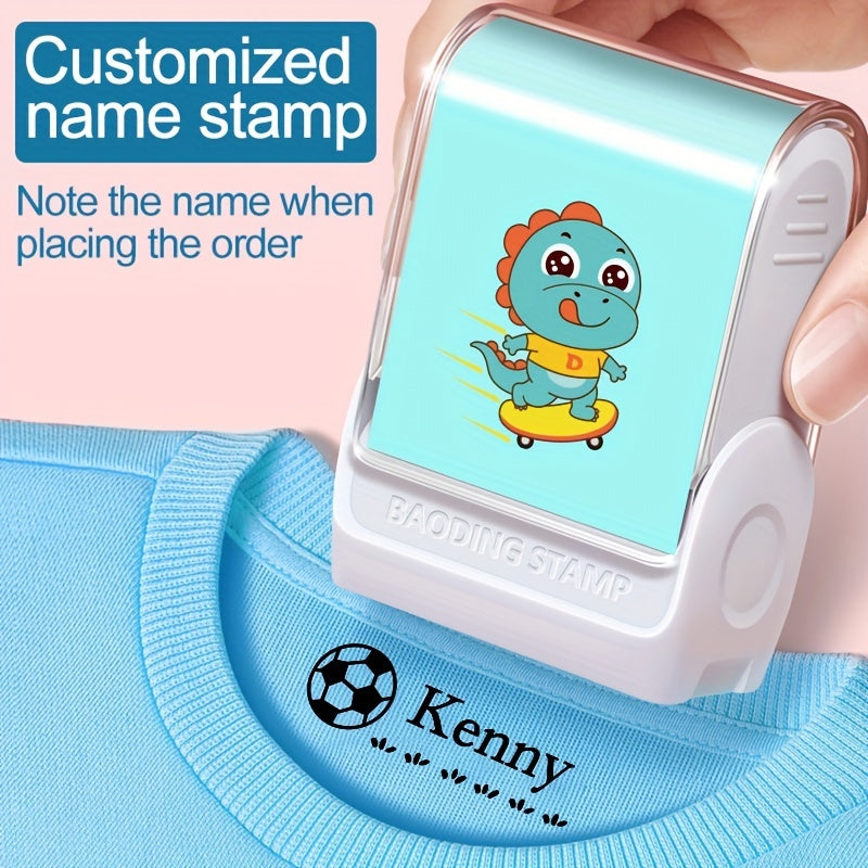 Dinosaur Stamp & 60 Stickers Custom Name Stamp DIY Name Label