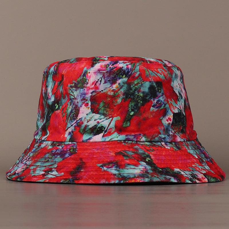 Reversible Bucket Hat Rose Red Abstract Painting Fisherman Cap Lightweight