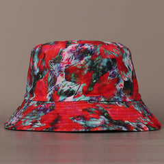 Reversible Bucket Hat Rose Red Abstract Painting Fisherman Cap Lightweight