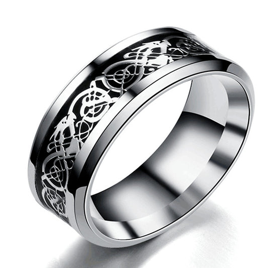 Dragon Pattern Titanium Steel Rings for Couples
