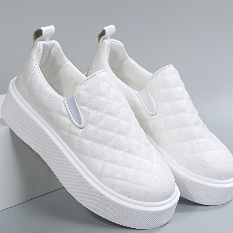 Women's Quilted Flat Loafers Slip-On Casual Shoes