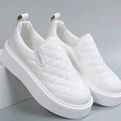 Women's Quilted Flat Loafers Slip-On Casual Shoes