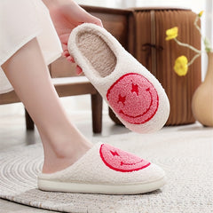 Women's Smile Face Slippers Warm Indoor Fuzzy Shoes Cozy Bedroom Plush Slippers