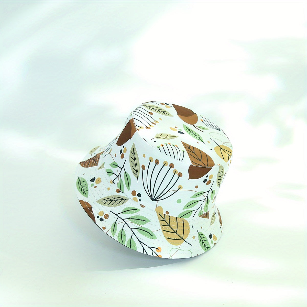 Plant Print Bucket Hat Lightweight Fisherman Cap for Women