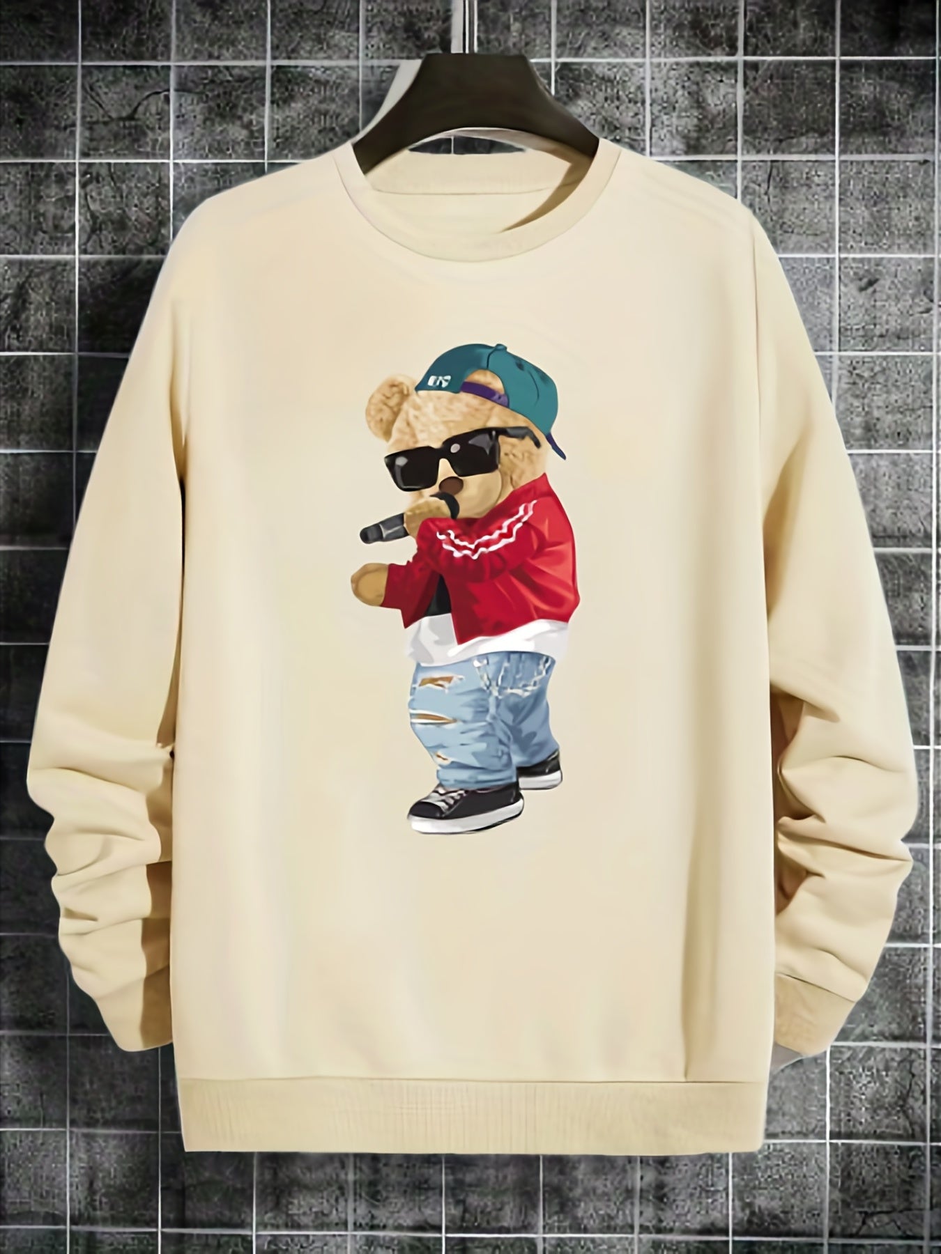 Bear Series Print Boys Casual Long Sleeve Sweatshirt