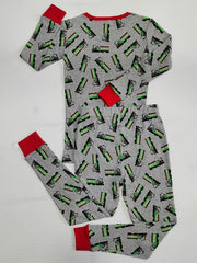 Boys Train Print Lounge Set, Long Sleeve Top & Elastic Waist Trousers