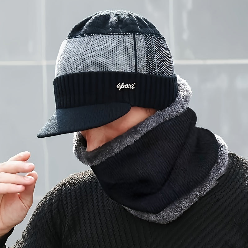 Winter Hat & Scarf Set Ear Protection Knitted Hat Neck Warmer Neck Gaiter