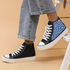 Paisley Pattern Canvas High Top Sneakers Lace Up Skate Shoes