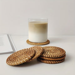 Boho Rattan Coaster Heat Insulation Table Mat Vietnamese Autumn Vine Hot Pads