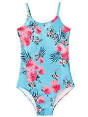 One Piece Girls' Swimsuit with Adjustable Suspenders