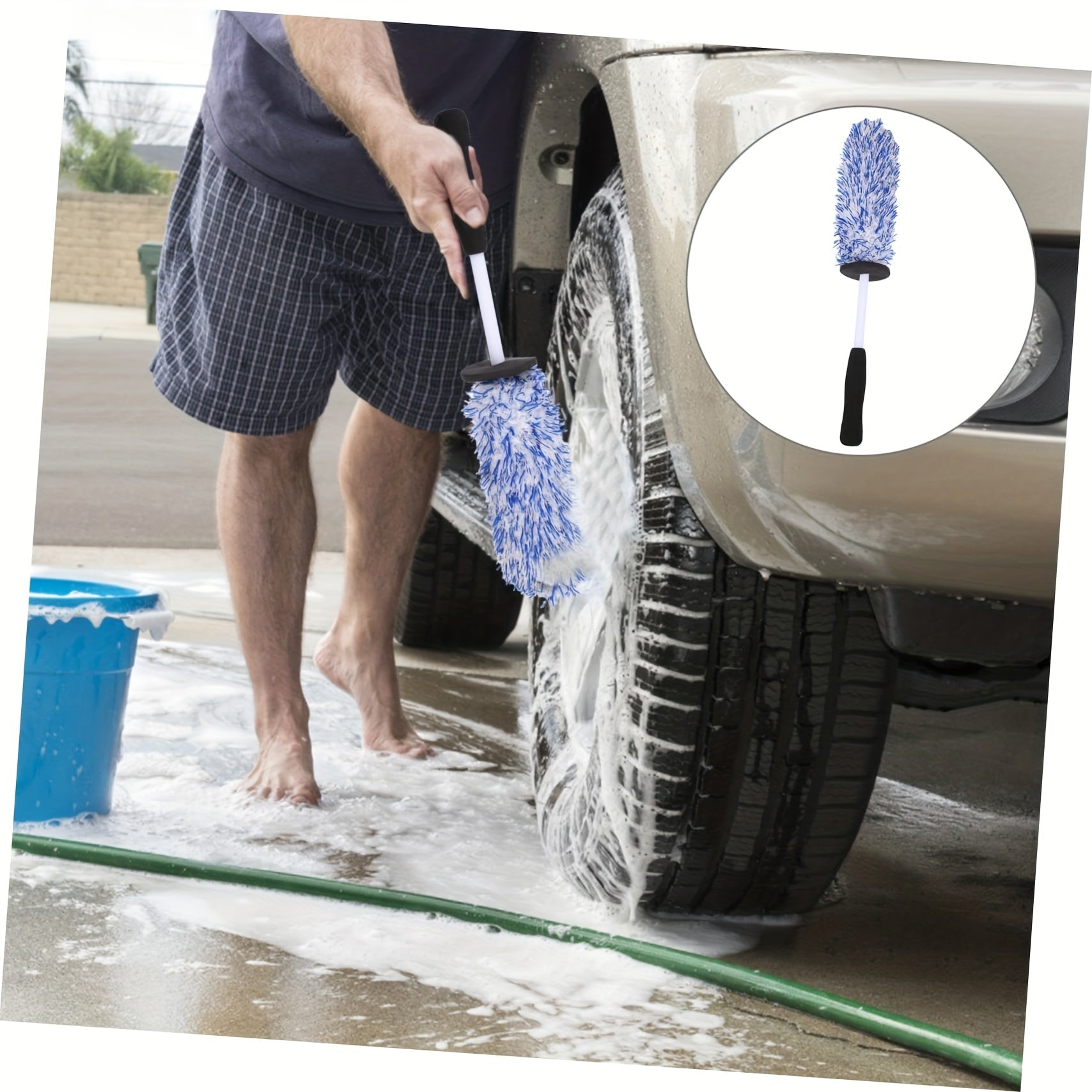 Car Wheel Cleaning Brush with Long Handle