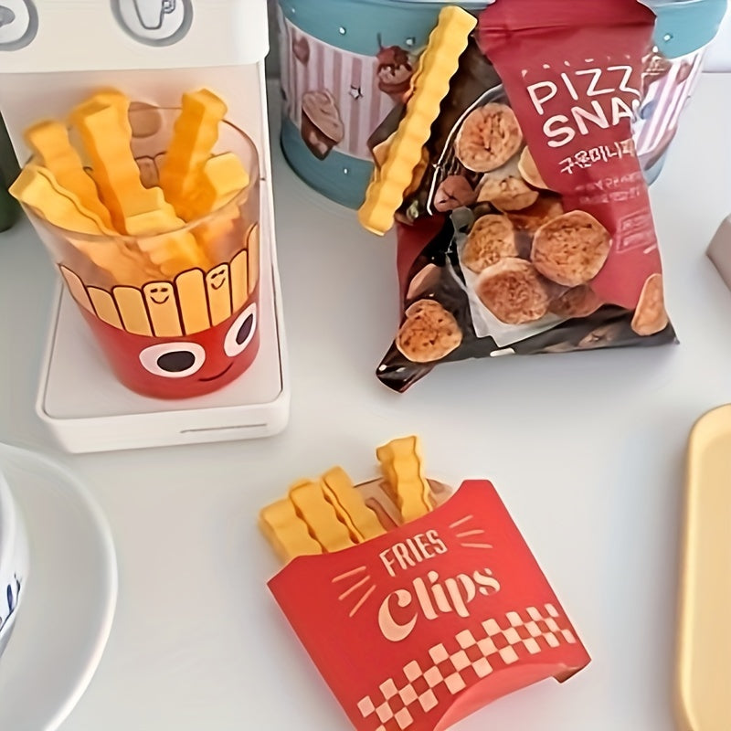 12pcs Fries Shaped Magnetic Snack Clips Box