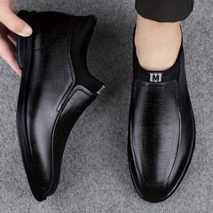 Men's Leather Plaid Loafer Shoes Wear resistant Non Slip Casual Shoes