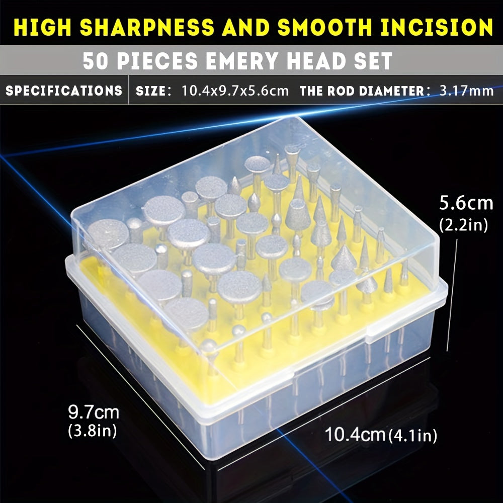 50pcs Diamond Coated Grinding Head Burrs Set for Rotary Tool