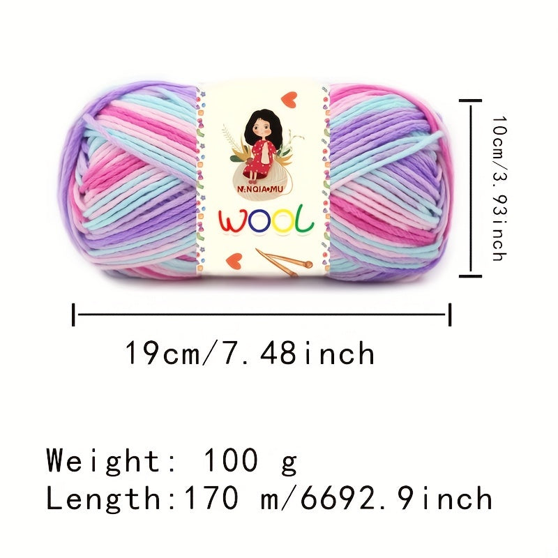 2pcs Gradient Wool Medium Thick Thread for Scarves Hats Clothing Weaving