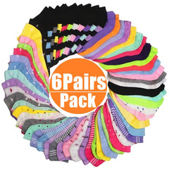6 Pairs Candy Ankle Socks Soft Breathable Low Cut Women's Stockings