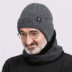 Winter Knitted Beanie Hat for Old Man Dad Grandpa Thickened Ear Protection