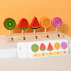 Wooden Fruit Popsicle Matching Puzzle Game Colorful Educational Toy