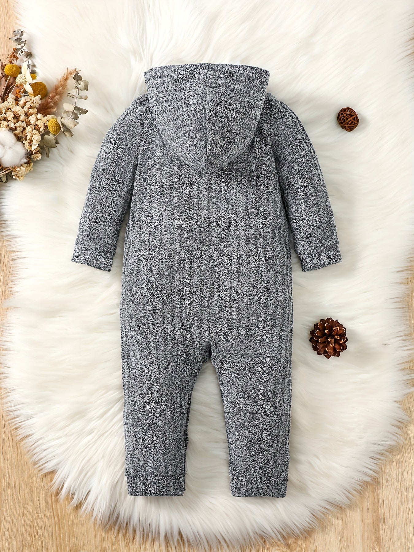 Infant Hooded Jumpsuit Long Sleeve Casual Romper