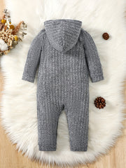 Infant Hooded Jumpsuit Long Sleeve Casual Romper