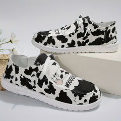 Women's Cow Print Low Top Canvas Shoes Lightweight & Breathable