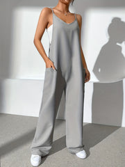 V Neck Jumpsuit with Pockets for Women