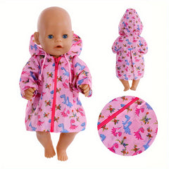 Pink Raincoat for 18 inch Dolls Fits 43 Newborn Dolls Ages 3-6