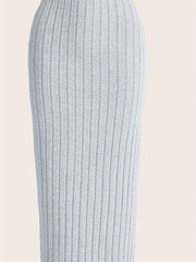 Solid Ribbed Bag Hip Skirt