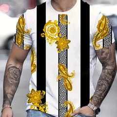 Paisley Pattern T shirt Men's Casual Street Style Stretch Tee Shirt For Summer