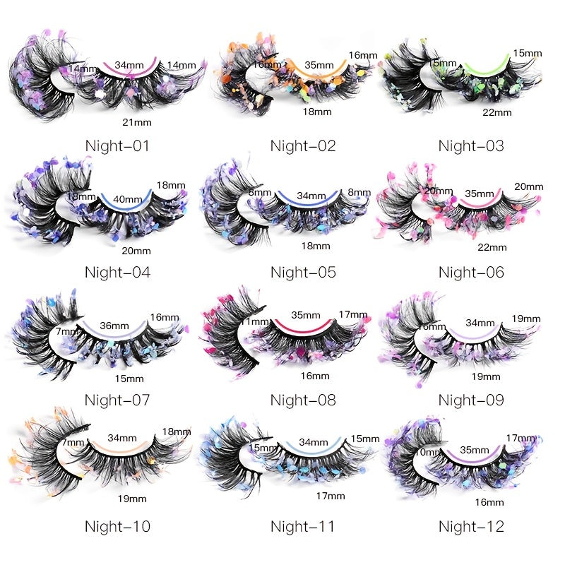 Glitter False Eyelashes Sequins Fluffy Faux Mink Lashes Cosplay