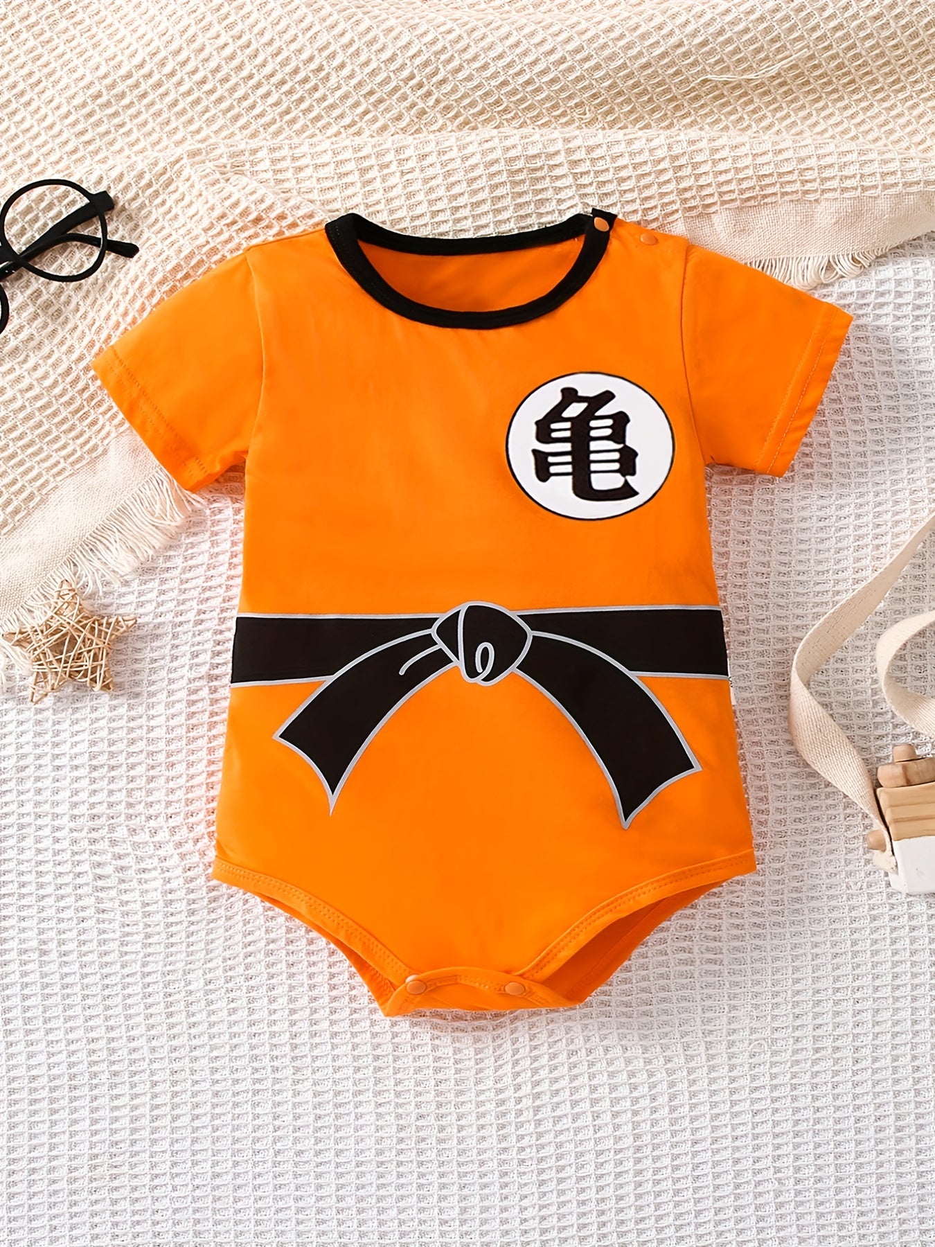 Anime Graphic Shoulder Buckles Baby Cotton Bodysuit