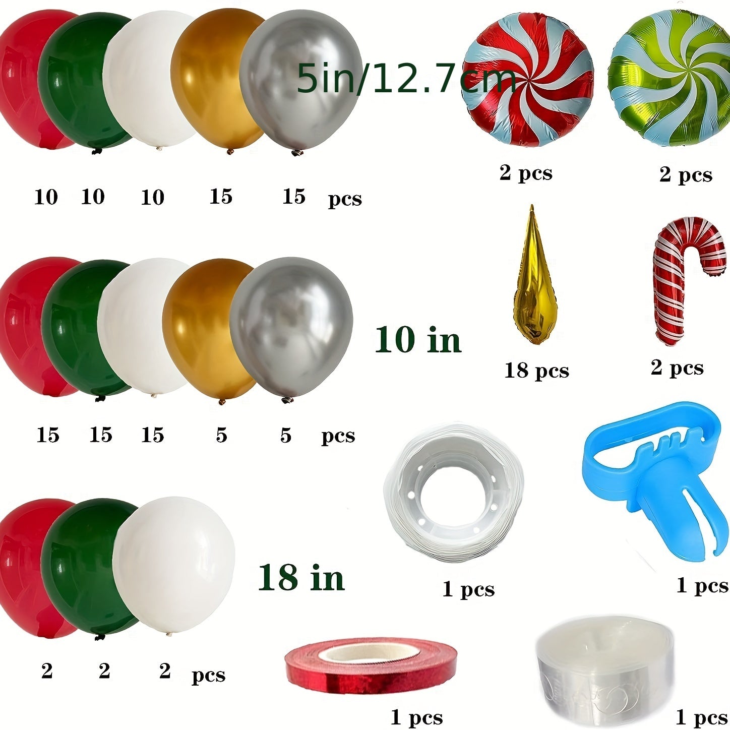 Christmas Balloons Garland Kit Red Green Golden Star Foil Balloons Xmas Party