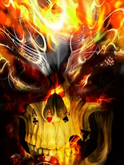 3D Burning Skull Print Men's Short Sleeve T-shirt Graphic Tee