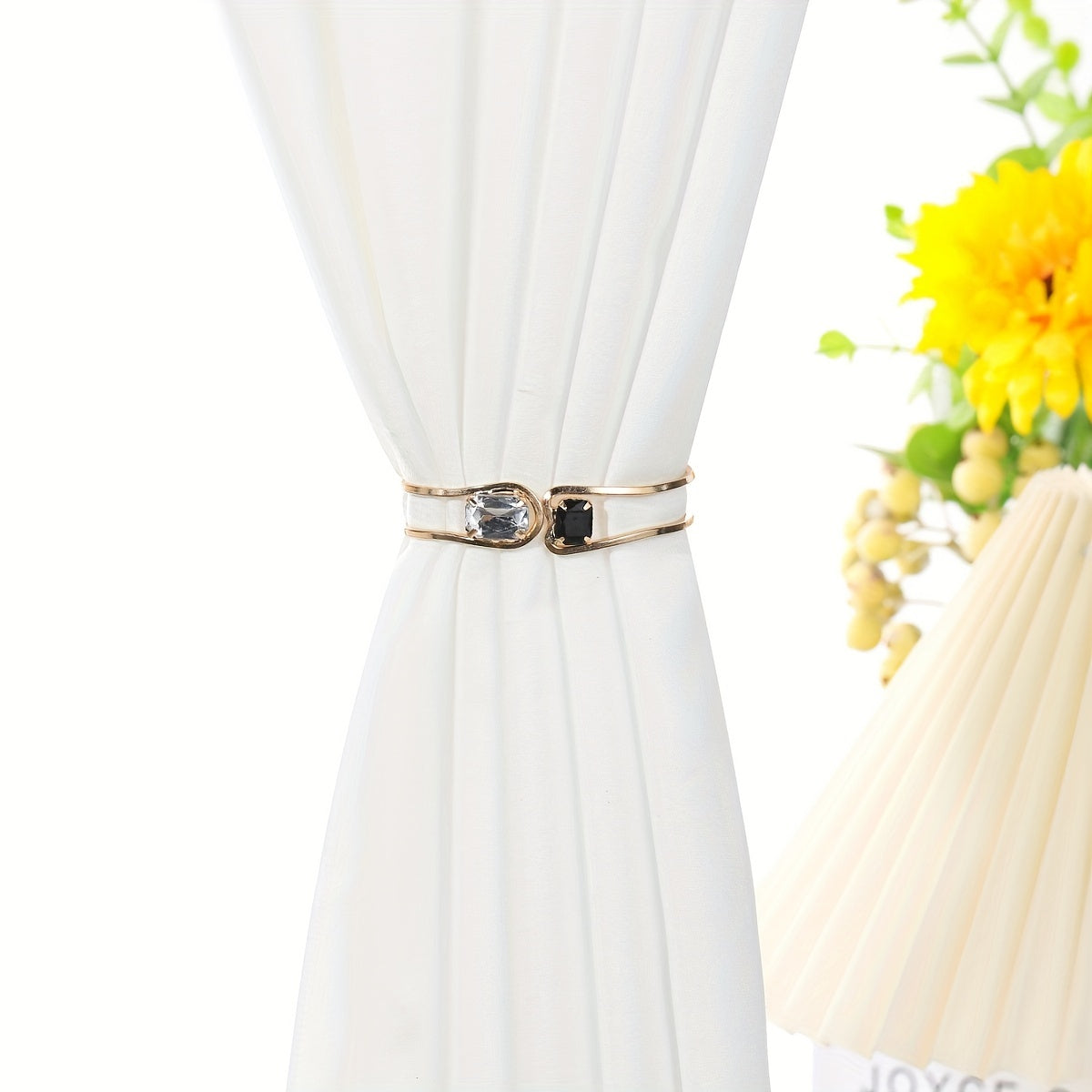 2pcs European Style Crystal Metal Curtain Straps for Home Decor