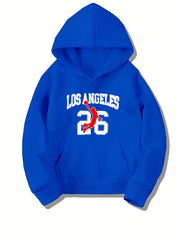 LOS ANGELES Letter Print Boys Hooded Sweatshirt