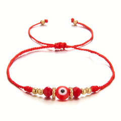 Y2K Style Beaded String Bracelet Devil's Eye Pattern Beads Adjustable Braided