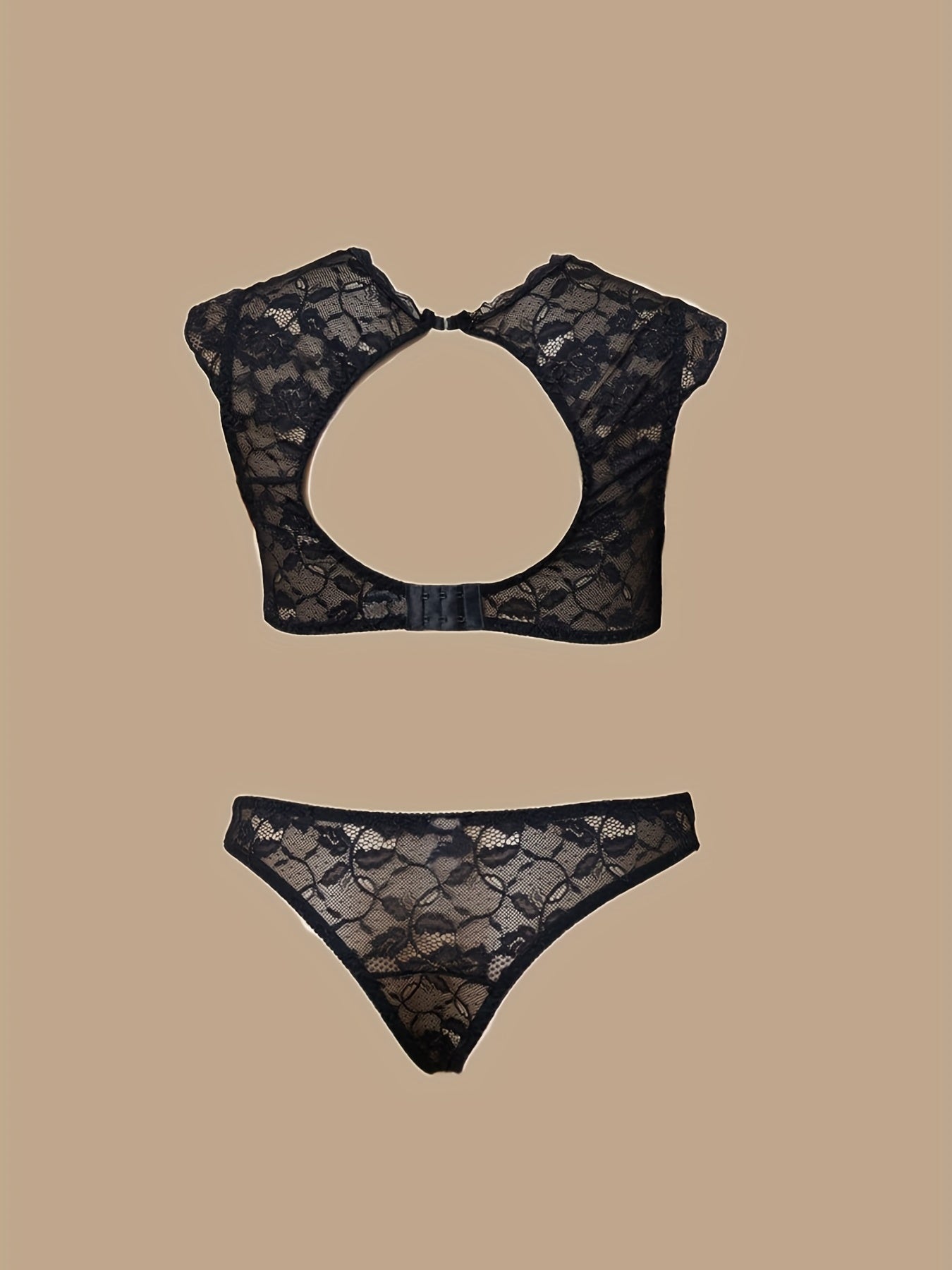 Floral Jacquard Cut Out Top & Panty Lingerie Set