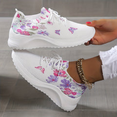 Soft Sole Butterfly Pattern Sneakers Lightweight Breathable Shoes