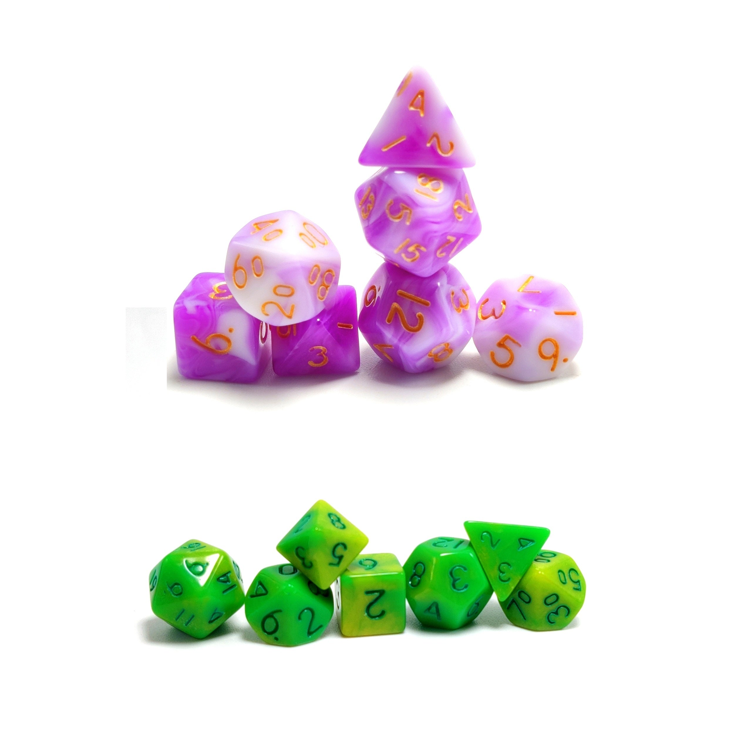 Mini Dice Set Purple & Dark Green for Table Game