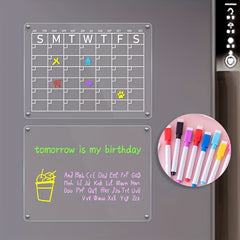 2pcs Acrylic Magnetic Calendar Planner Dry Erase Boards