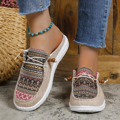 Women's Ethnic Style Canvas Lace Up Mule Sneakers
