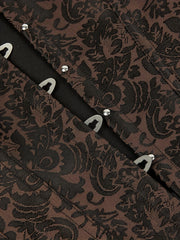 Floral Jacquard Grommet Lace Up Underbust Corset