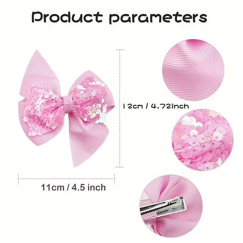 Girls Sequin Bow Hair Clip Party Performance Gift