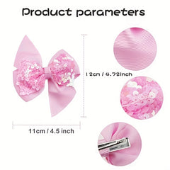 Girls Sequin Bow Hair Clip Party Performance Gift