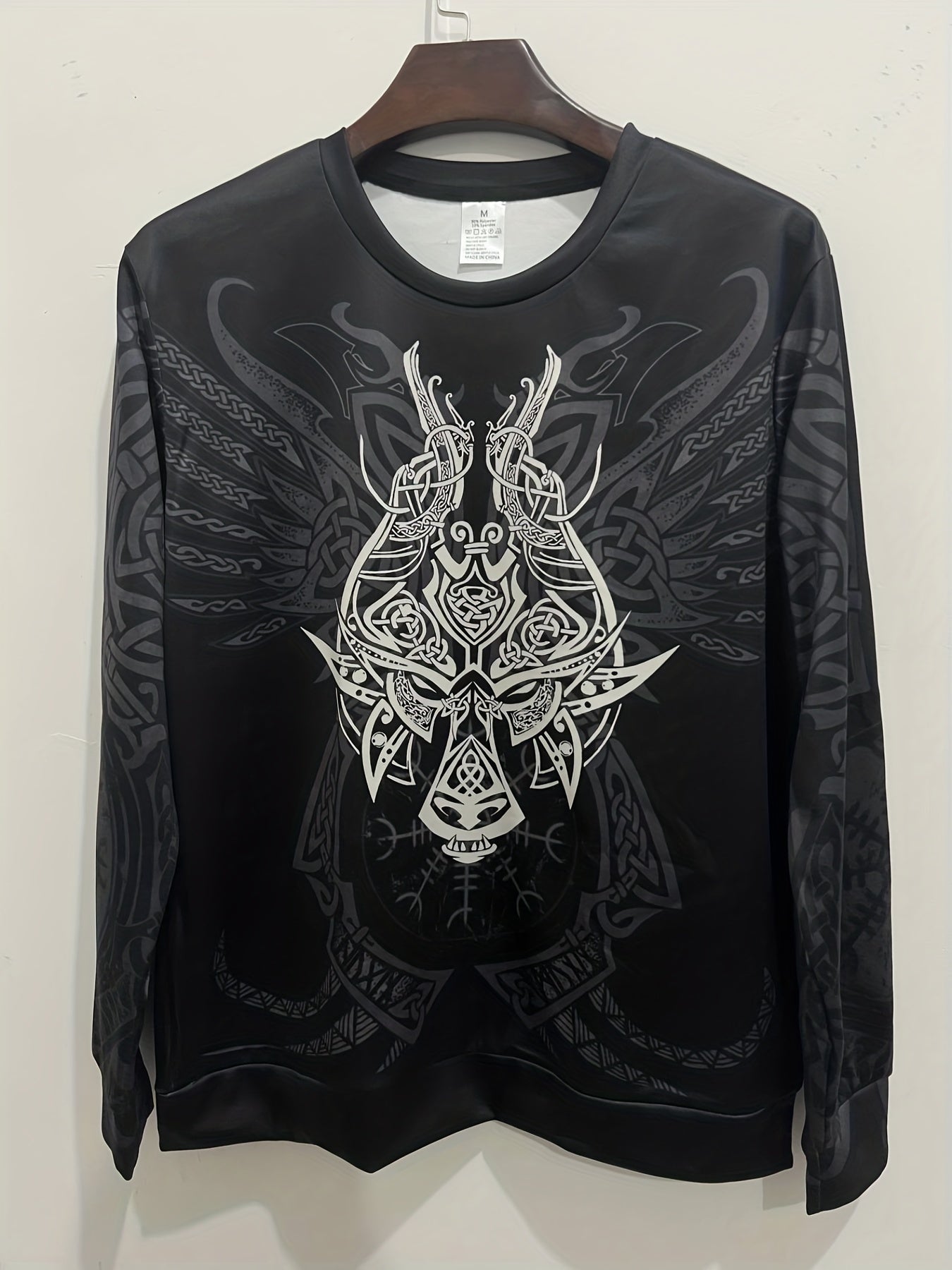 Vintage Graphic Print Men's Sweatshirt Long Sleeve Crew Neck Tops