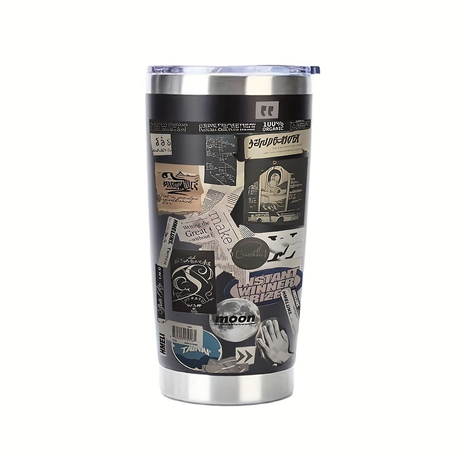 Moon Label Pattern 600ml Insulated Steel Coffee Mug