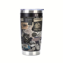 Moon Label Pattern 600ml Insulated Steel Coffee Mug