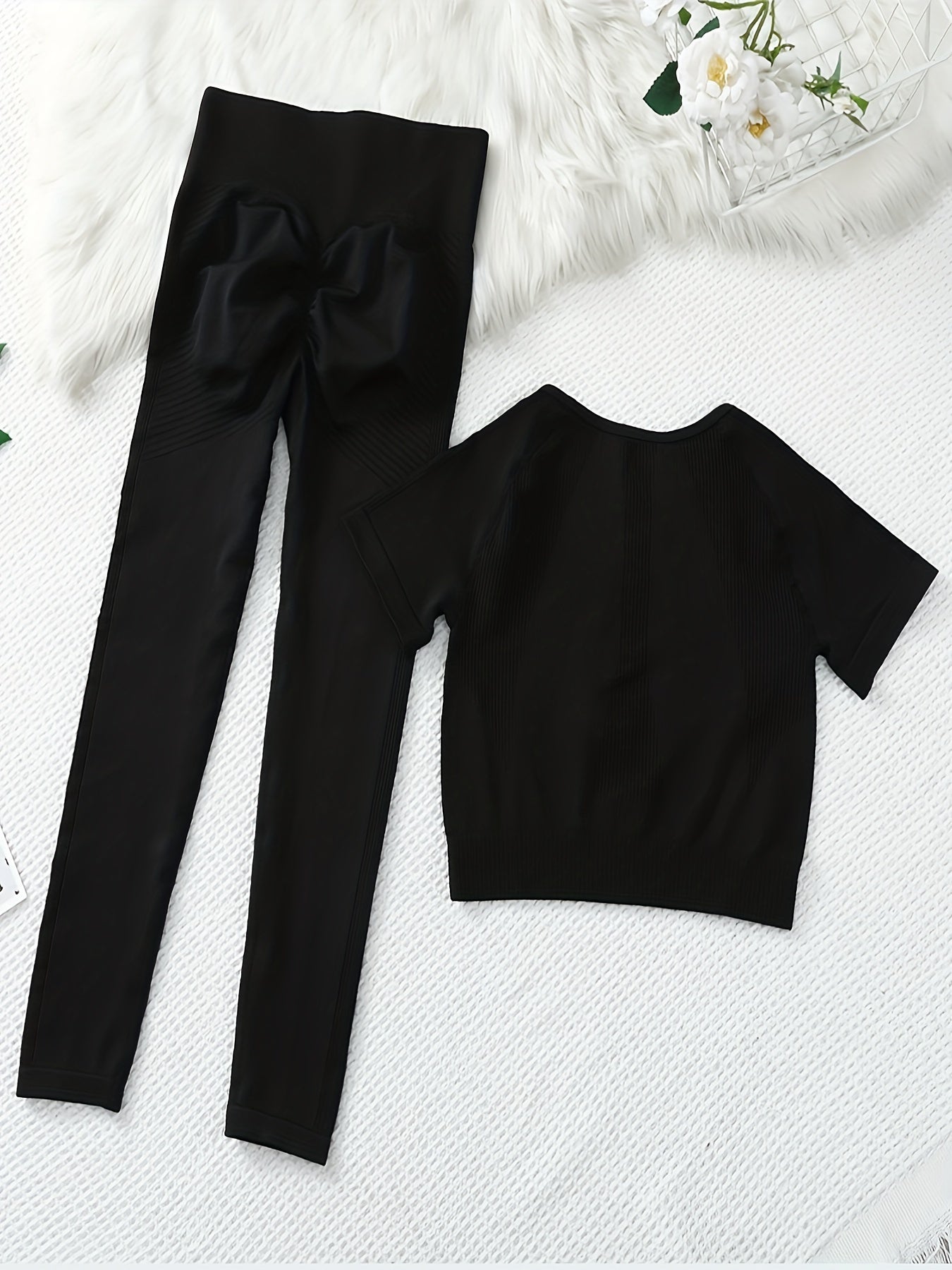 Sports Yoga Set Quick Drying Crop Top & High Waist Leggings