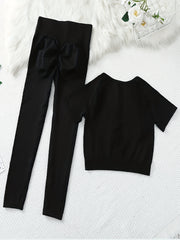 Sports Yoga Set Quick Drying Crop Top & High Waist Leggings